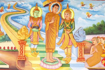 Preah Prom Prom Promessa Mosteiro de RathVida do BudaBuddha visitando o céu, e encontro com os deuses Indra e Brahma, Siem Reap, Camboja de Unbekannt