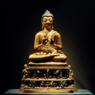 Pregação de Buda - escultura, século VIII de Unbekannt