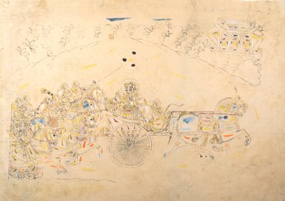 Estudo preparatório para um retrato de Man Singh e seu harém, 1810-15. de Unbekannt