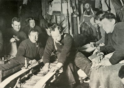 Preparando um trenó durante o inverno, 1908, 1909 de Unbekannt