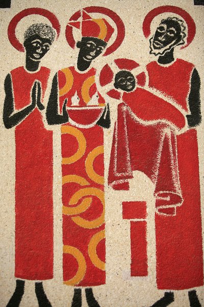 Apresentação de Jesus no templo O fresco da igreja da abadia de Keur Moussa foi desenhado e pintado em 1963 por Dom Georges Saget , Keur Moussa, Senegal de Unbekannt