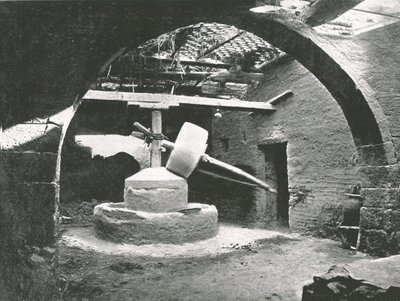 Moinho de milho primitivo, Delta do Nilo, Egito, 1895. de Unbekannt