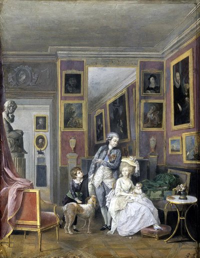 Príncipe Alexander Sergeevich Stroganov com sua esposa Ekaterina Petrovna e filhos, ca 1778 de Unbekannt