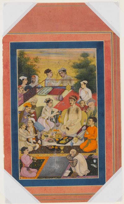 Prince Feasting on a Balcony, Folio do Davis Album, final do século XVII e início do século XVIII. de Unbekannt