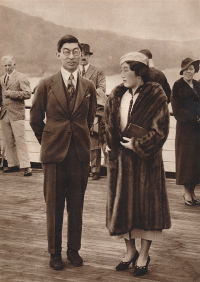 Príncipe e princesa Chichibu chegando na rainha Maria, 12 de abril de 1937 de Unbekannt
