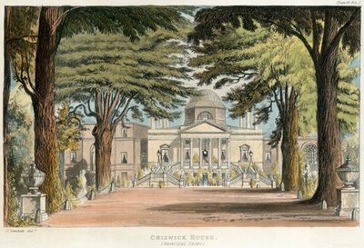Frente principal da Chiswick House, Hounslow, Londres, 1823 de Unbekannt