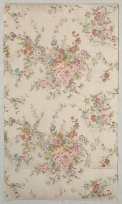 Seda impressa com desenho de flores, final dos anos 1800. de Unbekannt