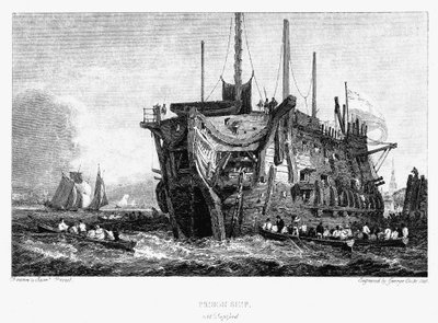 Hulk da prisão em Deptford, Londres, c1826 de Unbekannt