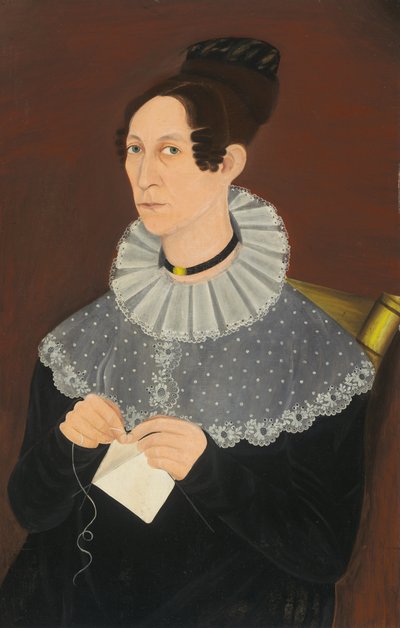 Provavelmente Sarah Cook Arnold Knitting, c. 1830. de Unbekannt