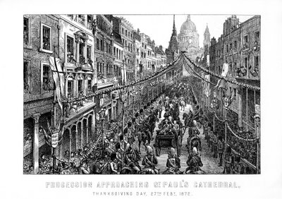 Procissão se aproximando da Catedral de São Paulo, dia de ação de graças, 27 de fevereiro de 1872, 1899 de Unbekannt