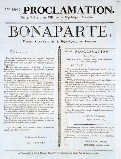 Proclamação de Napoleão como 1º cônsul, século XIX de Unbekannt