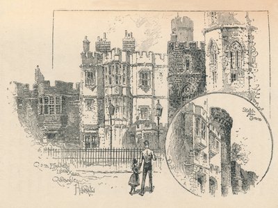 Biblioteca da rainha Elizabeths. Esboço do terraço norte, 1895 de Unbekannt