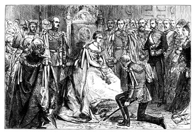 Rainha Victoria segurando a primeira investidura da ordem da Estrela da Índia, c1861 de Unbekannt