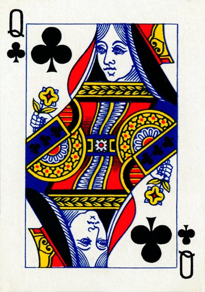 Rainha dos Clubes do baralho da Goodall & Son Ltd. jogando cartas, c1940 de Unbekannt