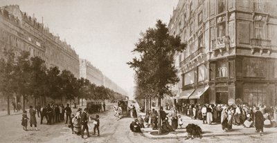 Fila do lado de fora de uma mercearia, cerco de Paris, guerra franco-prussiana, 1870-1871 de Unbekannt