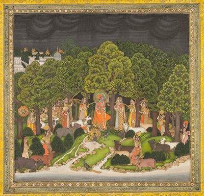 Radha e Krishna se encontram na floresta durante uma tempestade, c. 1770 de Unbekannt