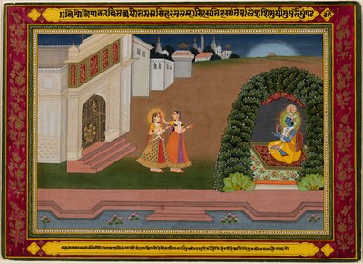 Radhas Confidante a leva a Krishna, c. 1790-1800. de Unbekannt