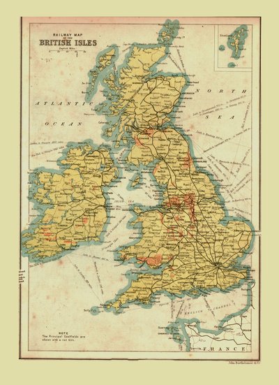 Mapa ferroviário das Ilhas Britânicas, 1902. de Unbekannt