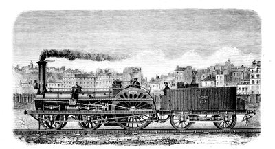 Locomotiva a vapor ferroviária projetada em 1849 pelo engenheiro inglês Thomas Russell Crampton de Unbekannt
