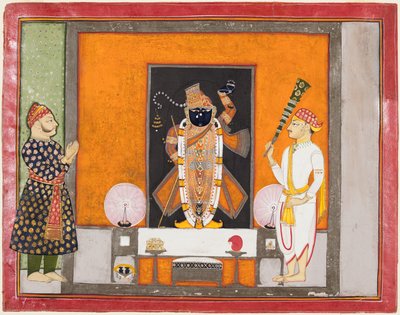 Raja Ram Singh adora Krishna como Brij Nathji, o noivo, c. 1820 de Unbekannt