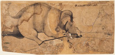 Rao Ram Singhs Elephant Gone Amok, c. 1700 de Unbekannt