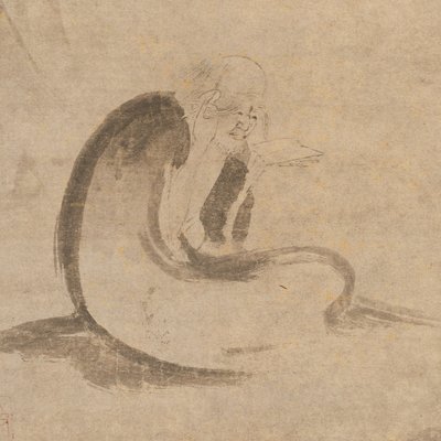 Lendo um Sutra ao luar, ca. 1332. de Unbekannt