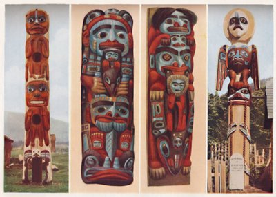 Sagas indianas vermelhas contadas em madeira esculpida e pintada, c1935 de Unbekannt