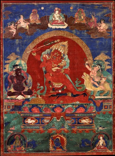 Yamari Vermelho ladeado por Virupa e Dombi Heruka de Unbekannt