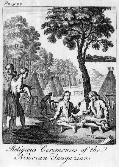 Cerimônias religiosas dos tunguianos nisovianos, c1748 de Unbekannt