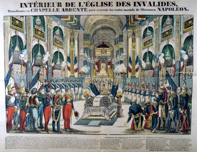 Restos de Napoleão I são levados para Les Invalides em Paris, 15 de dezembro de 1840, século XIX de Unbekannt