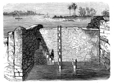 Restos de um nilômetro, um dispositivo antigo para medir a inundação anual do Nilo, c1885 de Unbekannt