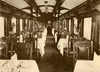 Carro de restaurante em um trem interurbano, ferrovias sul-africanas, 1930. de Unbekannt