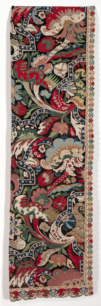 Metade direita de um par de tapeçarias de cama de bordado no estilo bizarro, 1710-1720. de Unbekannt