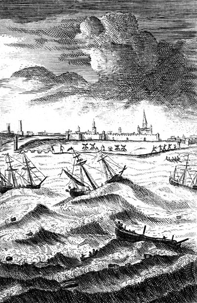 Robinson Crusoe Naufragado em Yarmouth, c1719 de Unbekannt