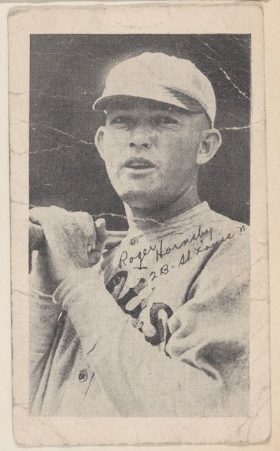 Rogers Hornsby, 2 B - St. Louis N., de cartões de tira de beisebol W575-2, ca. 1921-22. de Unbekannt