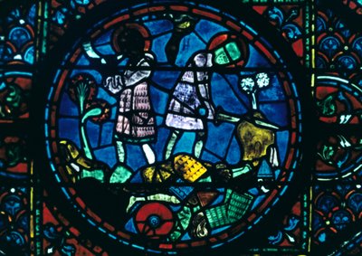 Roland quebra a espada e toca a buzina, vitrais, Catedral de Chartres, França, 1194-1260 de Unbekannt