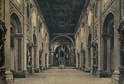 Roma - nave principal da Basílica de São João de Latrão Borromini, arco. 1650, 1910 de Unbekannt
