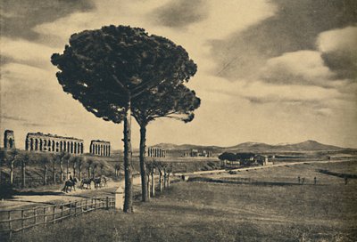Roma - Caminho Neio Appiano - Ruínas do Aquaduto de Cláudio. As colinas de Alban, 1910 de Unbekannt