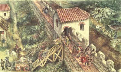 Bastião romano na muralha da cidade, Londres, século IV de Unbekannt