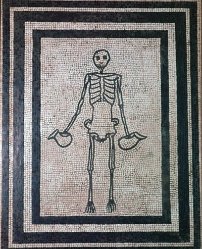 Mosaico romano de um esqueleto, século I de Unbekannt