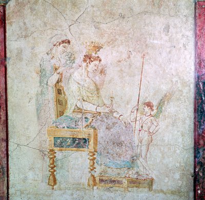 Pintura mural romana de Afrodite, Eros e uma das Graças, século I de Unbekannt