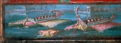 Pintura de parede romana de navios transportando soldados de Unbekannt