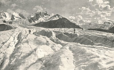 Geleira de Roseg perto de Pontresina, Engadine, Suíça, 1895. de Unbekannt