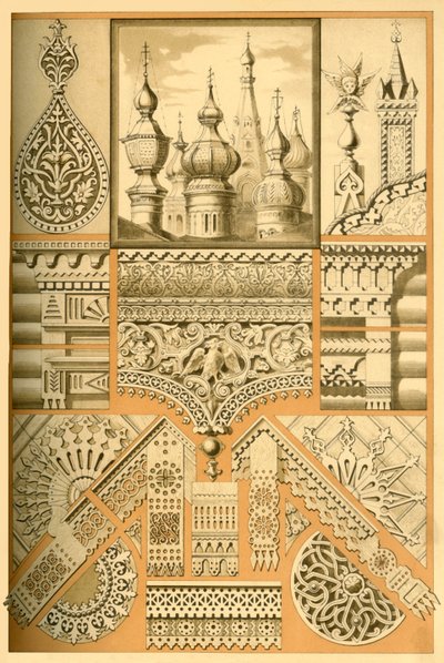 Ornamento arquitetônico russo e escultura em madeira, 1898. de Unbekannt