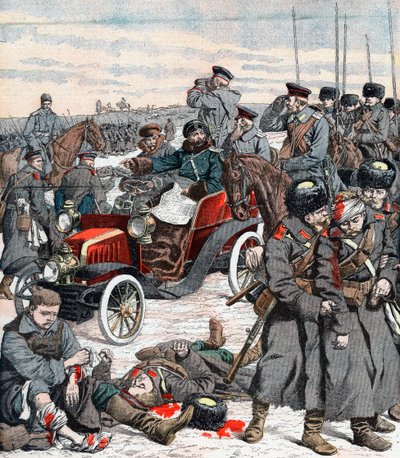 General russo que dirige a campanha de seu carro, Guerra Russo-Japonesa, 1904 de Unbekannt