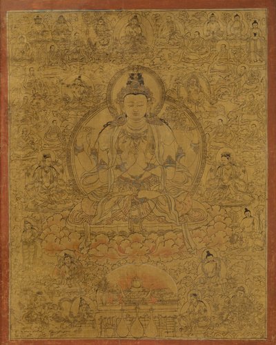 Sadaksari-Lokeshvara Cercado por Manifestações e Monges, final do século XV. de Unbekannt