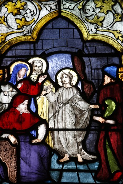 Catedral de Saint-Corentin (Saint Corentin), Quimper Vidro manchado : Jesus e os doutores da lei, Quimper, França de Unbekannt