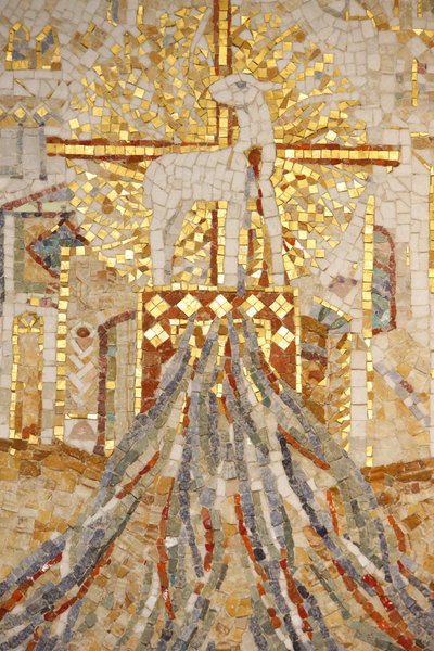 Basílica da abadia de Saint-Maurice, Mosaico de Madeleine Diener O cordeiro de Deus e 7 canais que simbolizam a criação, Saint-Maurice, Suisse de Unbekannt