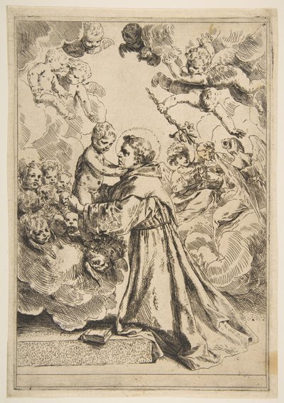 Santo Antônio de Pádua adorando o Menino Jesus na Glória, copie após Cantarini, ca. 1640 ou depois. de Unbekannt
