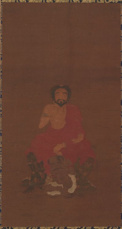 Sakyamuni assentado sobre três criaturas semelhantes a demônios, possivelmente Yuan até o início da dinastia Ming, 14-15 cen de Unbekannt